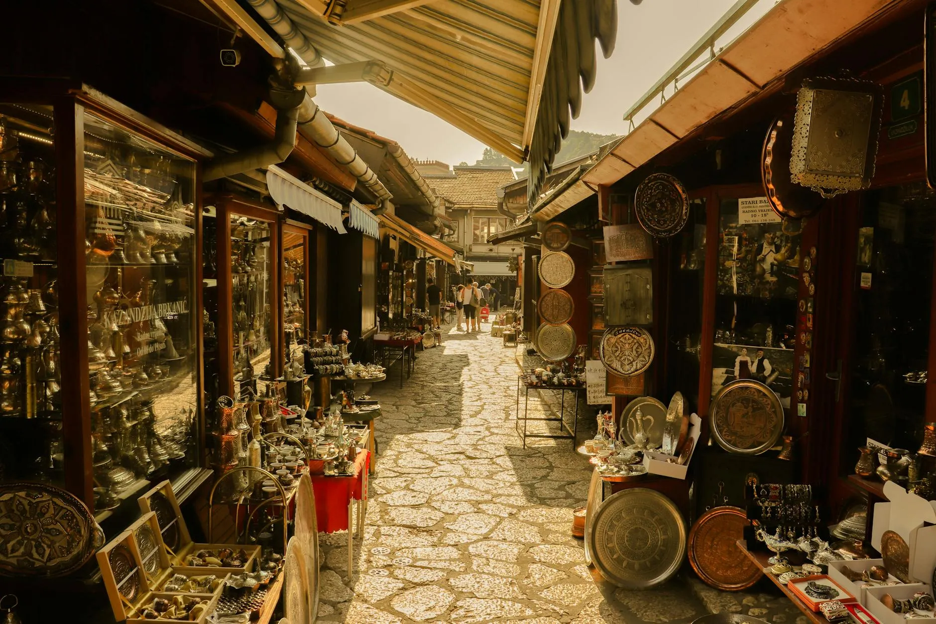 An antiques market stall
